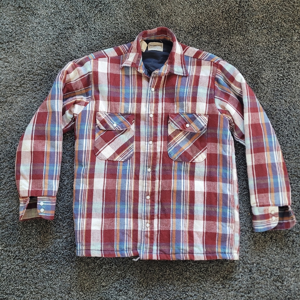 Five Brother Quilted Flannel Insulated Vintage Pearl Snap Shacket Button Down Sm